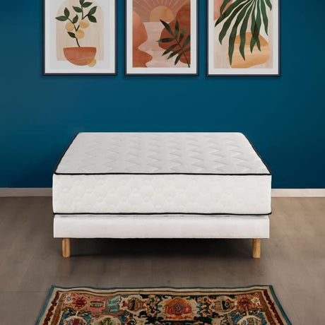 Ensemble matelas sommier 180 x 200 cm Hauteur 27 cm - ressorts ensachés - 7 zones - réversible - fabriqué en Belgique - DEKO DREAM
