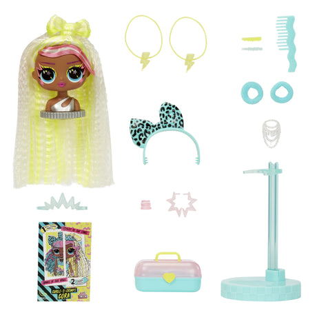 L.O.L. Surprise Tweens Surprise Swap Fashion Doll - Curls-2- Crimps Cora - 1 poupée Tweens 17cm, 1 mini tete a coiffer et des