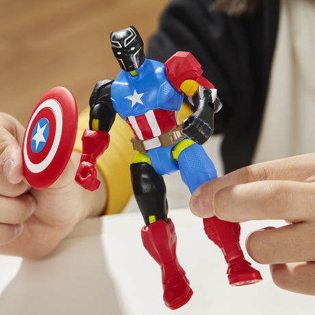 MixMashers Black Panther, figurine 12 cm personnalisable a mélanger et combiner avec accessoires, Marvel, des 4 ans