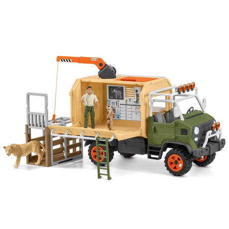 Gros camion de sauvetage d'animaux, coffret de jeu de 45 pieces avec 2 figurines d'animaux, 1 figurine de ranger articulée et des
