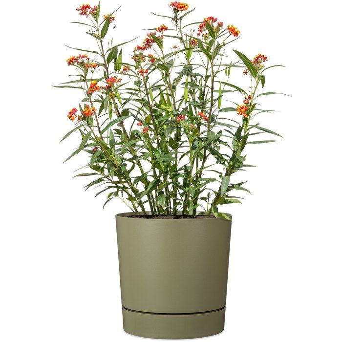 Pot de fleurs avec réserve rond - GARDEN ID - Plano - Ř 29 - 14 L - H 29 cm - Vert mousse