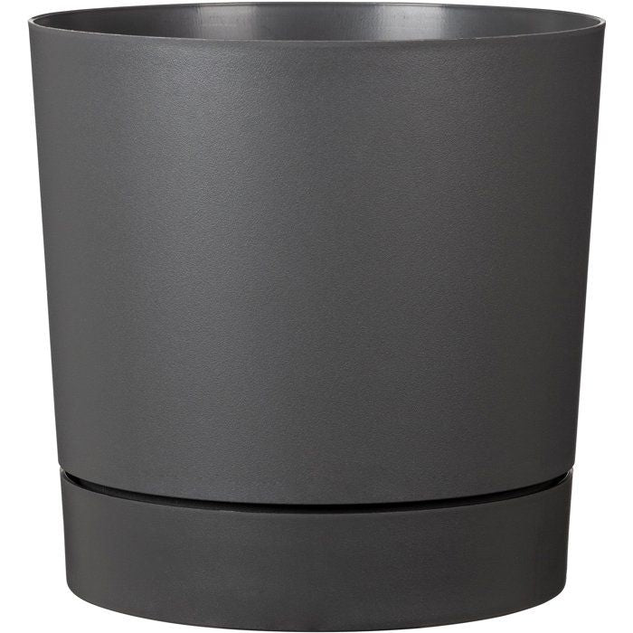 Pot de fleurs avec réserve rond - GARDEN ID - Plano - Ř 47 - 43 L - H 46 cm - Gris métallique