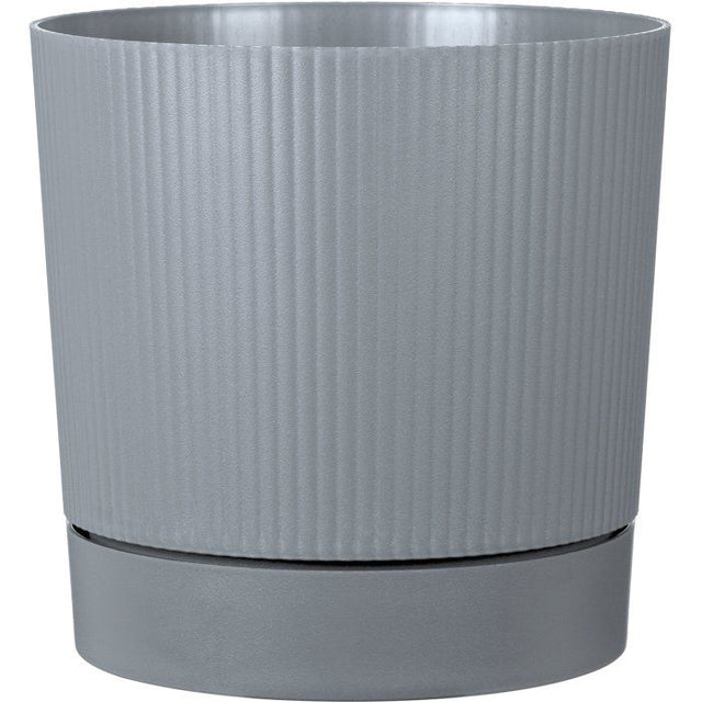 Pot de fleurs avec réserve rond - GARDEN ID - Lino - Ř 29 - 14 L - H 29 cm - Gris pure