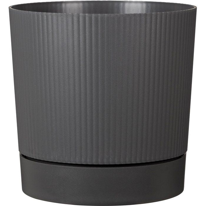 Pot de fleurs avec réserve rond - GARDEN ID - Lino - Ř 29 - 14 L - H 29 cm - Gris métallique