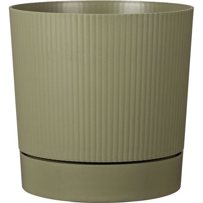Pot de fleurs avec réserve rond - GARDEN ID - Lino - Ř 39 - 32 L - H 38 cm - Vert mousse