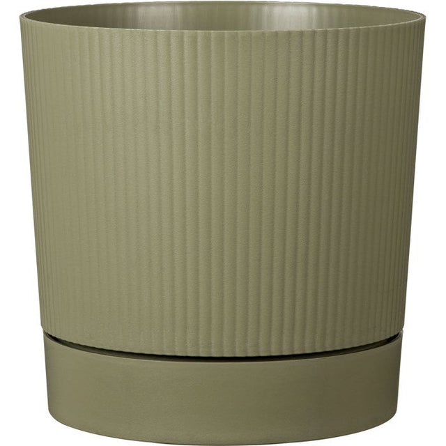 Pot de fleurs avec réserve rond - GARDEN ID - Lino - Ř 39 - 32 L - H 38 cm - Vert mousse
