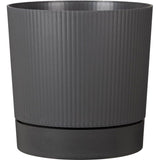 Pot de fleurs avec réserve rond - GARDEN ID - Lino - Ř 47 - 43 L - H 46 cm - Gris métallique