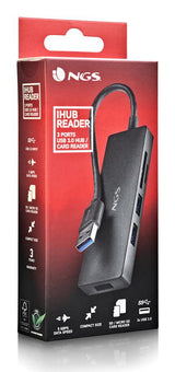 Hub USB-C 3.0 NGS iHub Reader - 3 ports USB-A + lecteur de cartes (Gris)