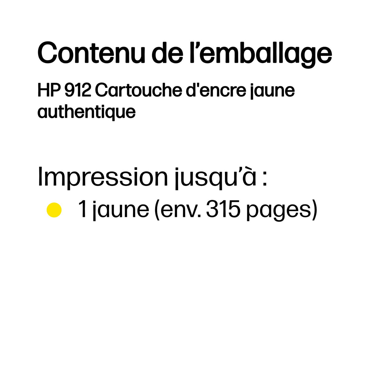 HP 912 Cartouche d'encre jaune authentique (3YL79AE) pour HP OfficeJet 8010 series/ OfficeJet Pro 8020 series