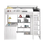 Lit combiné mezzanine enfant PARISOT Lena - Pin Petterson - Sommier inclus - 90 x 200 cm