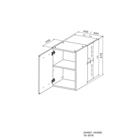 Meuble haut 1 porte OSLO - Blanc - L 60 x P 36 x H 58 cm