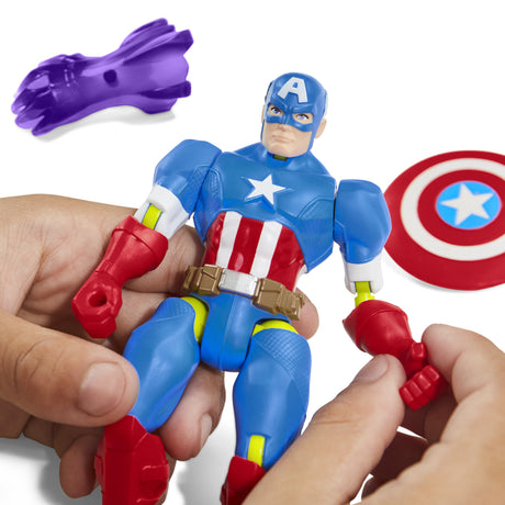 MixMashers Captain America, figurine 12 cm personnalisable a mélanger et combiner avec accessoires, Marvel, des 4 ans