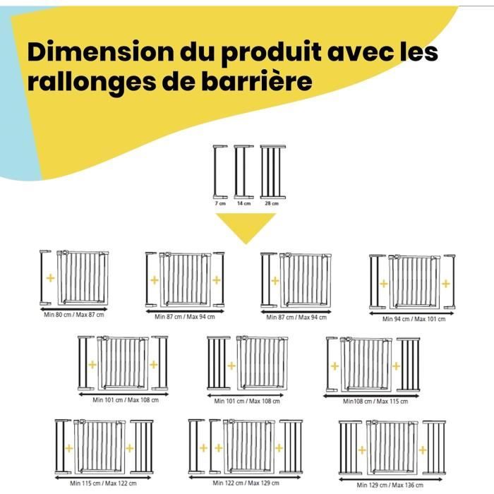 SAFETY 1ST Barriere de sécurité enfant Easy Close - Métal - 73 a 80 cm - pression, sans vis ni perçage - Blanc