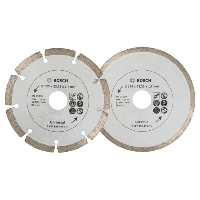 Disques diamants BOSCH pour carrelage et matériaux de construction - 2 disques Ř 125mm