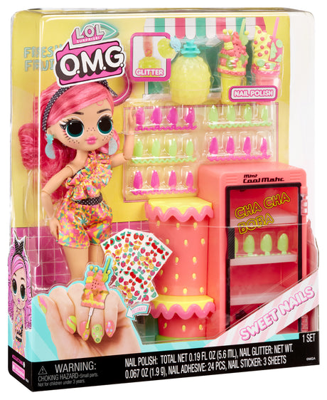L.O.L. Surprise OMG Sweet Nails™ - Bar a ongles - Poupée mannequin Pinky Pops Fruit Shop - Theme Fruit - A partir de 4 ans
