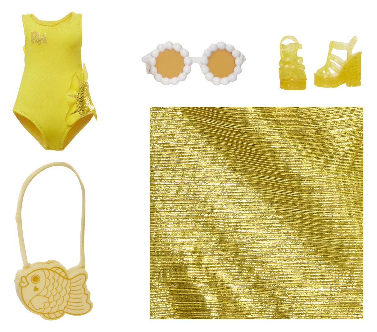 Rainbow High Swim & Style - Poupée mannequin ariculée 27 cm - Sunny (Jaune) - Maillot de bain + Paréo - a partir de 4 ans