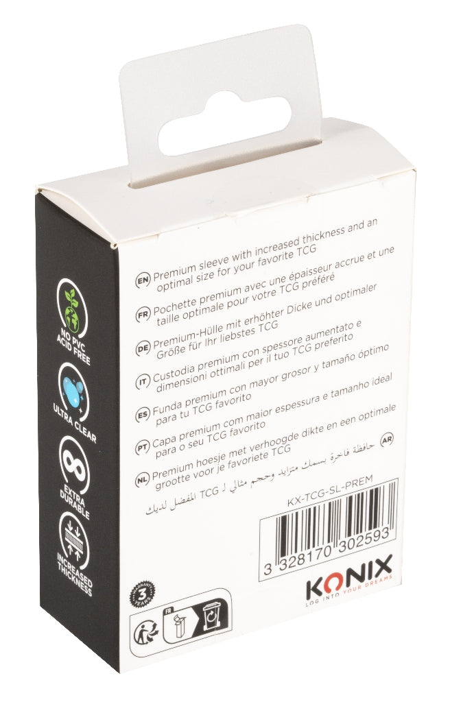 Protege-cartes - KONIX - Premium Sleeves - 100 pochettes - Compatible Magic The Gathering, Pokémon - Transparent