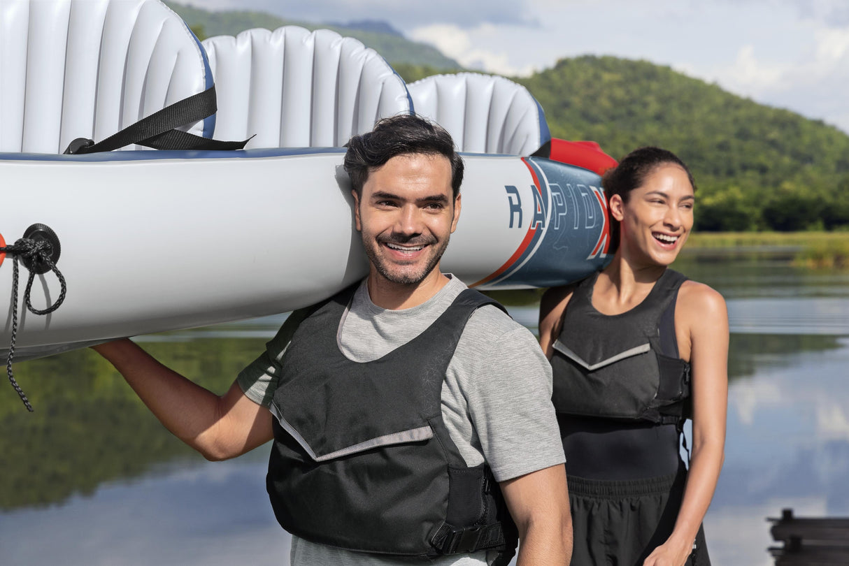 Kayak gonflable - BESTWAY - 65132 - Rapide X3 Hydro-Force™ - 381 x 100 cm, 3 places, 250 kg max, 2 pagaies, pompe