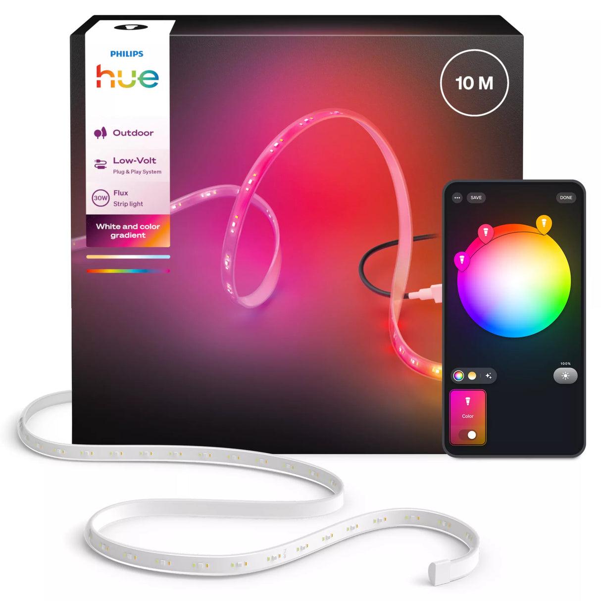 Ruban LED - PHILIPS HUE - Flux extérieur - 10 metres - 3000 lm - Ambiance  - Ajustable- Résistant