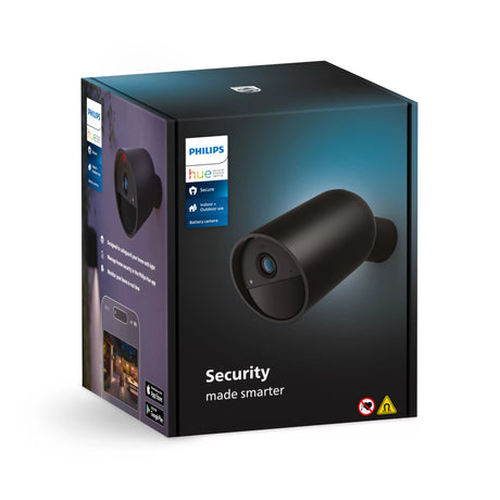 Caméra sans fil - Philips Hue - Secure - HD 1080P - Intérieure ou extérieure - Contrôle avec une seule application - Noir