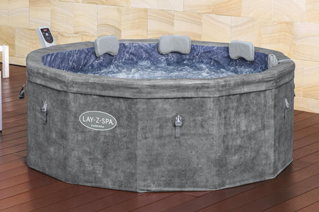 Spa semi rigide BESTWAY - Lay-Z-Spa Carrara - 140 airjets - 170 x 65 cm - 4 a 6 places - Rond (couverture, cartouche, 4 appuie-tete)