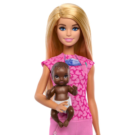 Barbie-Coffret Barbie Pédiatre-Poupée Blonde Et Poupée Bébé - 3 ans+- JCR72