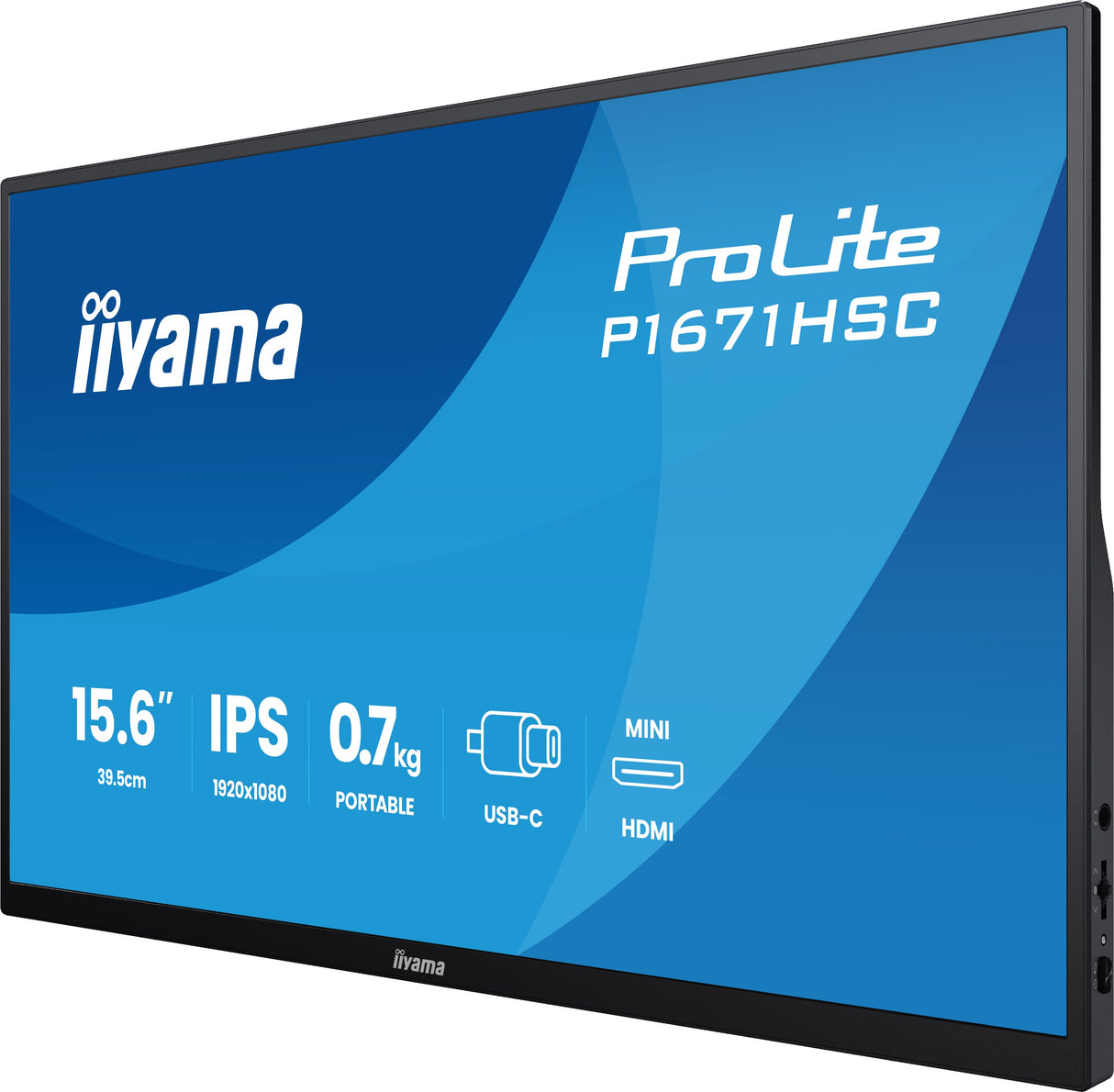 Ecran portable 16" Iiyama ProLite P1671HSC-B1 Full HD (Noir)