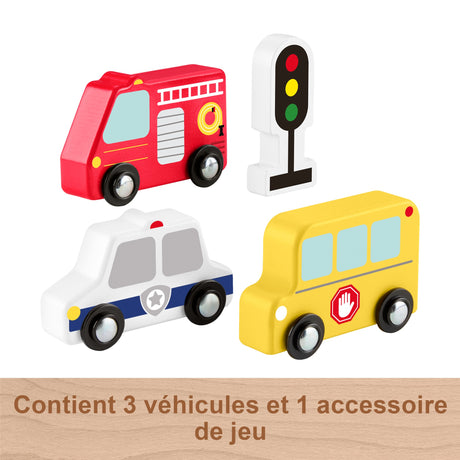 Fisher-Price Mes Véhicules en bois - Véhicule pour jeu a quatre pattes - 4 pieces en bois, des 2 ans, JCY32