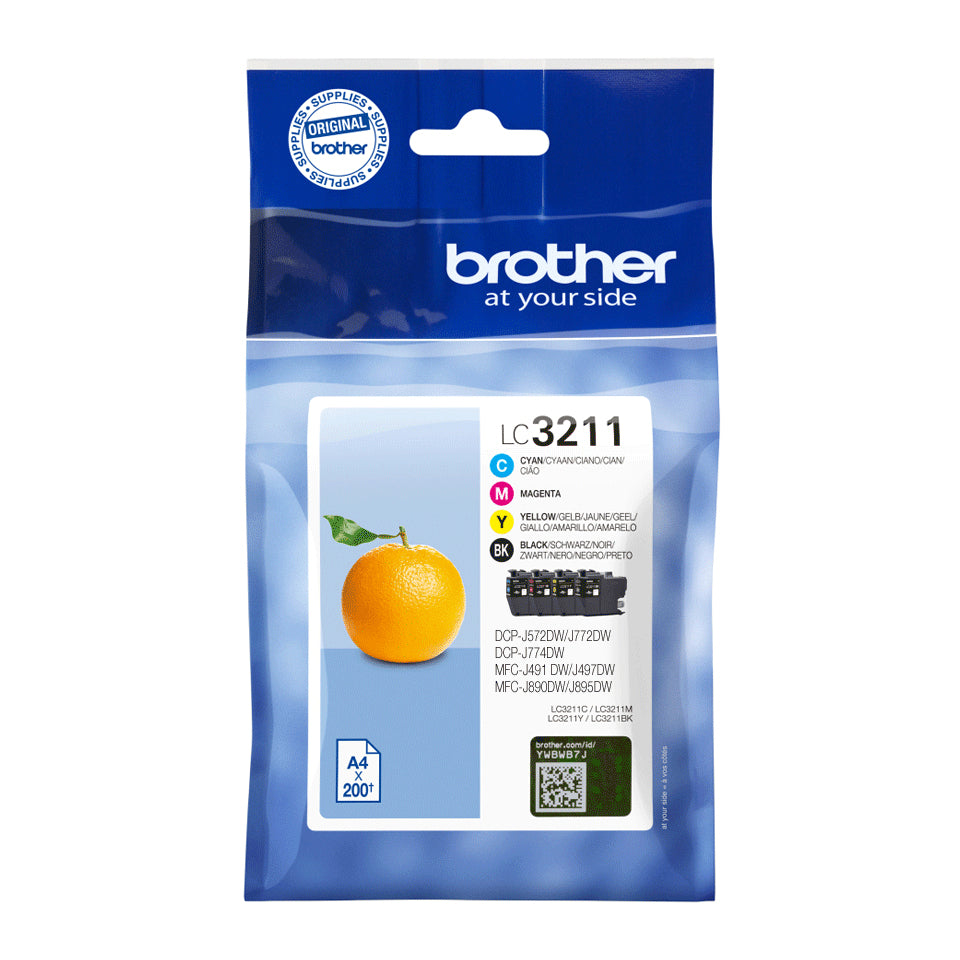 Pack 4 cartouches d'encre Brother LC3211 (Noir + Couleurs)