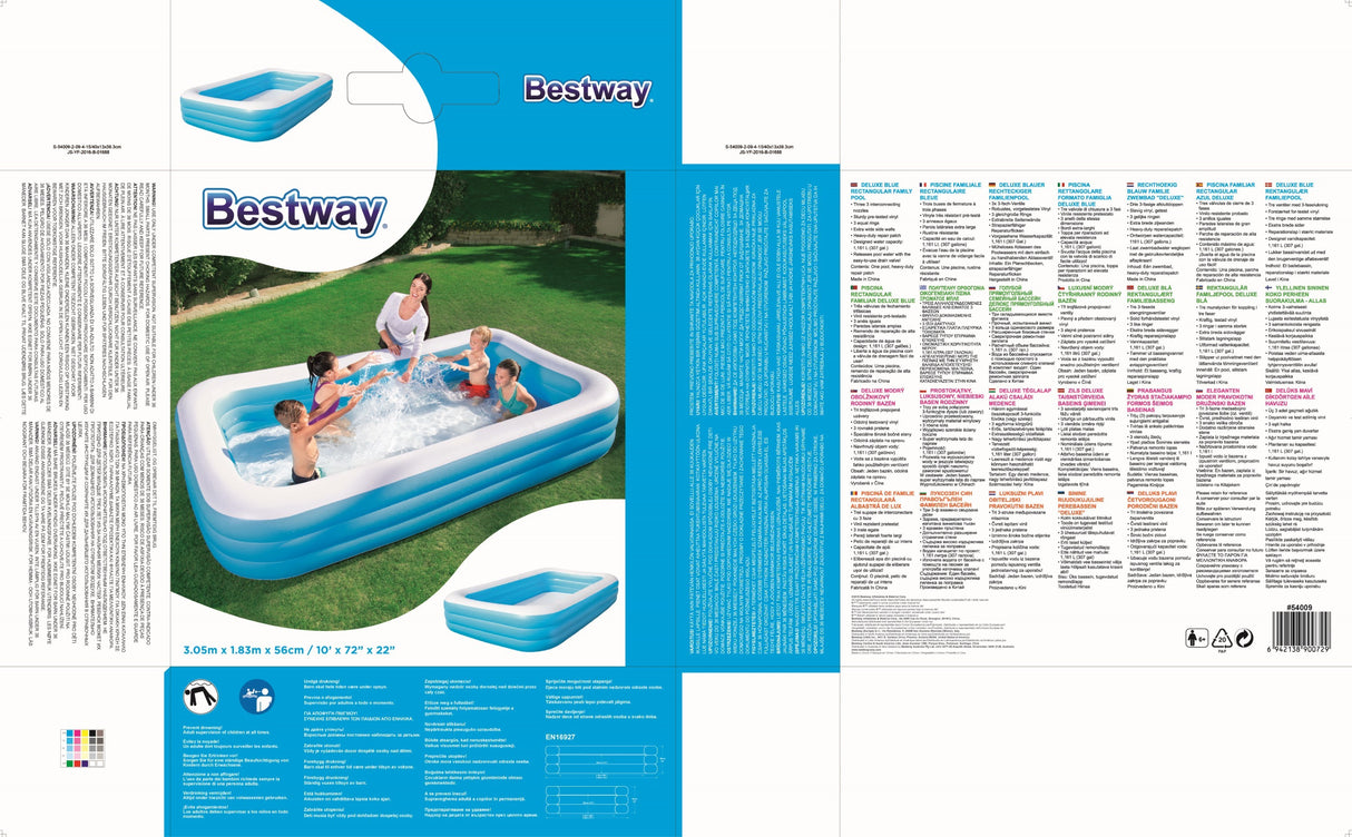 Piscine gonflable de luxe - BESTWAY - Enfant et famille - Bleu - 3 boudins - 305x183x56 cm