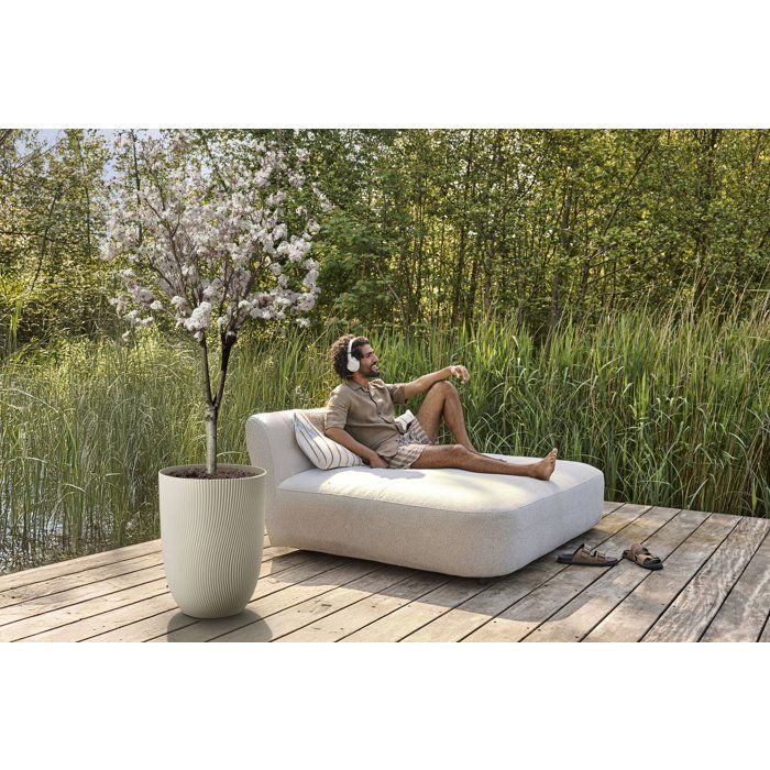Pot de fleur haut - ELHO - Sereh Haut 40 - 50 L - Ř 39 x H 53 cm - Beige - Balcon/intérieur/extérieur