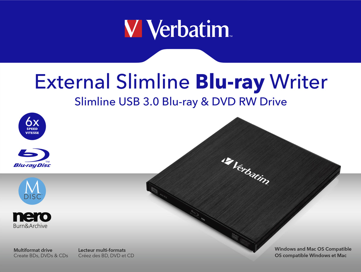 Graveur Blu-Ray externe Verbatim Slimline (Noir)