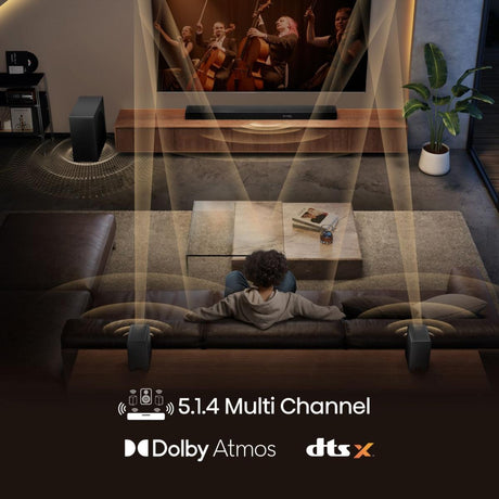 Barre de son - HISENSE - AX5140Q - 5.1.4 Canaux - Dolby Atmos & DTS:X - 520W - Caisson et enceintes arriere sans fil - HDMI eARC