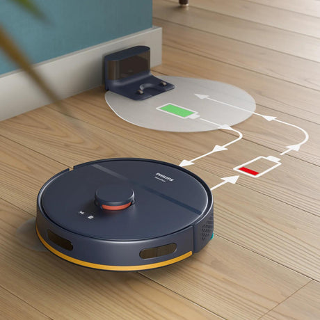 Aspirateur robot laveur avec station - PHILIPS - XU2000/15 - Série 2000 - 6000 Pa - = 66 dB - Bleu nuit
