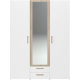 Chambre complete adulte - DREAM - Lit 140x190/200 cm + 2 chevets + armoire - Décor blanc et chene - PARISOT