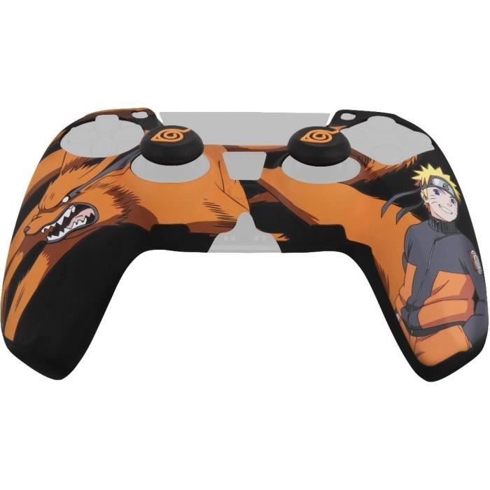 Coque de protection pour manette - KONIX - Naruto Shippuden - DualSense PS5 - Silicone - Motif Kurama/Kyűbi et Naruto - Noir