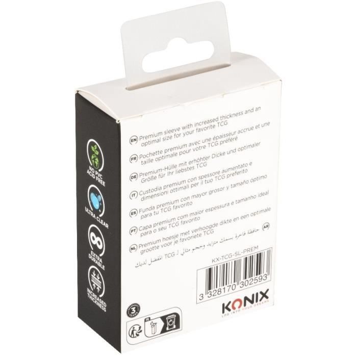 Protege-cartes - KONIX - Premium Sleeves - 100 pochettes - Compatible Magic The Gathering, Pokémon - Transparent