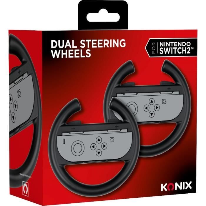 Paire de volants - KONIX - Pour manettes Joy-Con Nintendo Switch 2 - Noir