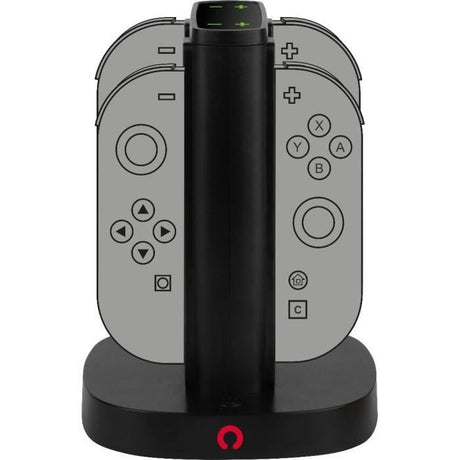 Station de rechargement - KONIX - 2 paires de manettes Joy-Con - Indicateur de charge LED - Connexion USB-A - Noir