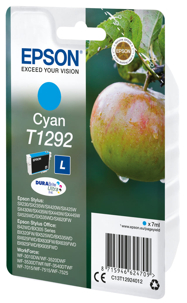 EPSON Cartouche d'encre T1292 Cyan - Pomme  (C13T12924012)