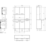 OSLO Buffet de 120 cm - 1 Tiroir et 6 Portes - L 120 x P 40 x H 185 cm - Coloris Gris brillant - EKIPA