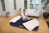 BESTWAY Matelas gonflable floqué Horizon Double + Pompe électrique Sidewinder + Sac – 2 places – Bleu