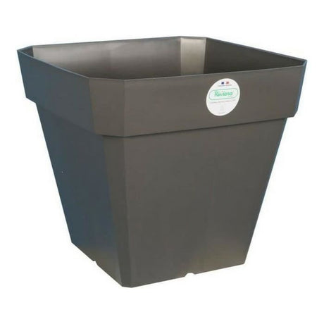 Pot de fleurs carré - RIVIERA - Soleilla en plastique - 49 x 49 x H 45 cm - 65 L - Gris pailleté