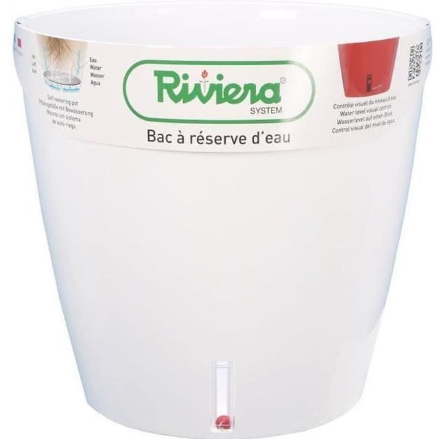 Pot de fleurs rond - RIVIERA - Eva New en plastique - Ř 46 x H 45 cm - 49 L - Blanc