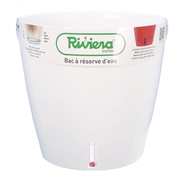 Pot de fleurs rond - RIVIERA - Eva New en plastique - Ř 46 x H 45 cm - 49 L - Blanc