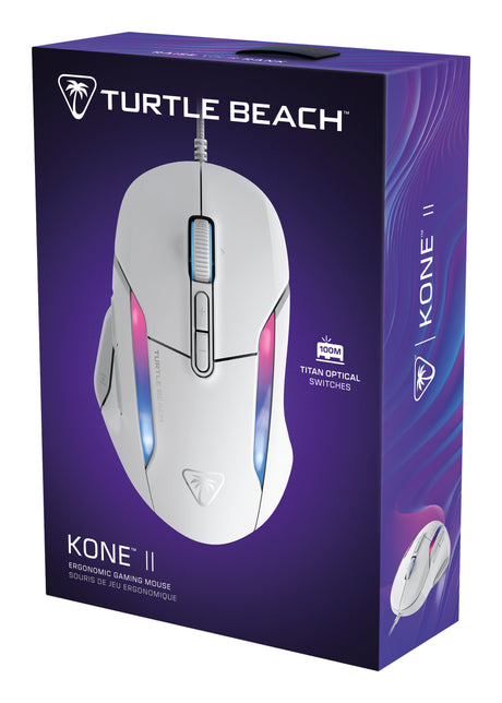 Souris gaming filaire - Turtle Beach Kone™ II - Ultra légere - Blanc, 26 000 DPI, 23 fonctions personnalisables