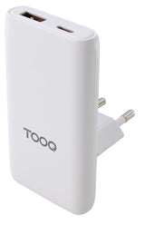 Chargeur de voyage Tooq GaN 1x USB-C + 1x USB-A  65W ( blanc)
