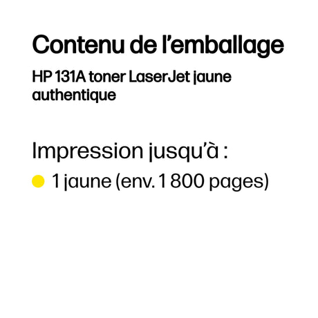 Cartouche de toner jaune HP 131A authentique pour LaserJet Pro 200 Color M251/M276