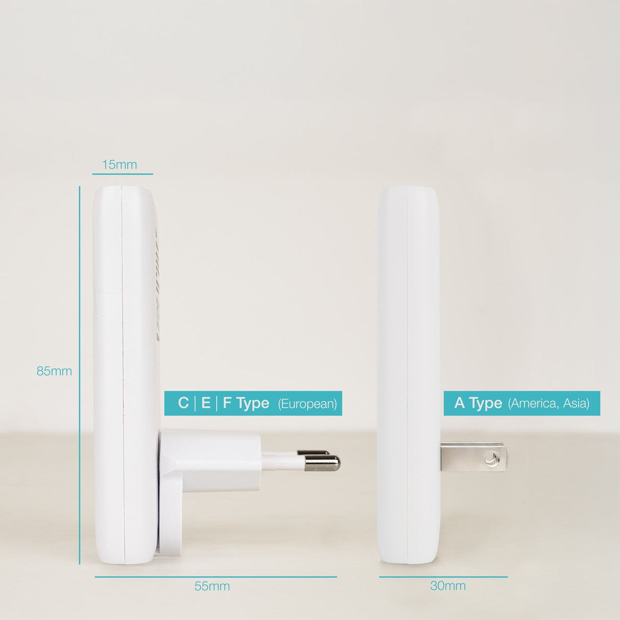 Chargeur de voyage Tooq GaN 1x USB-C + 1x USB-A  65W ( blanc)