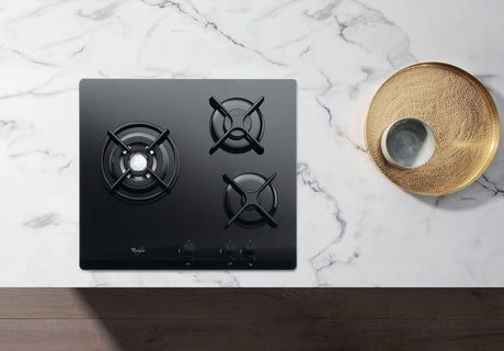 Table de cuisson Gaz - WHIRLPOOL AKT404NB - 3 foyers - 6350W - L59 x P51cm - Noir